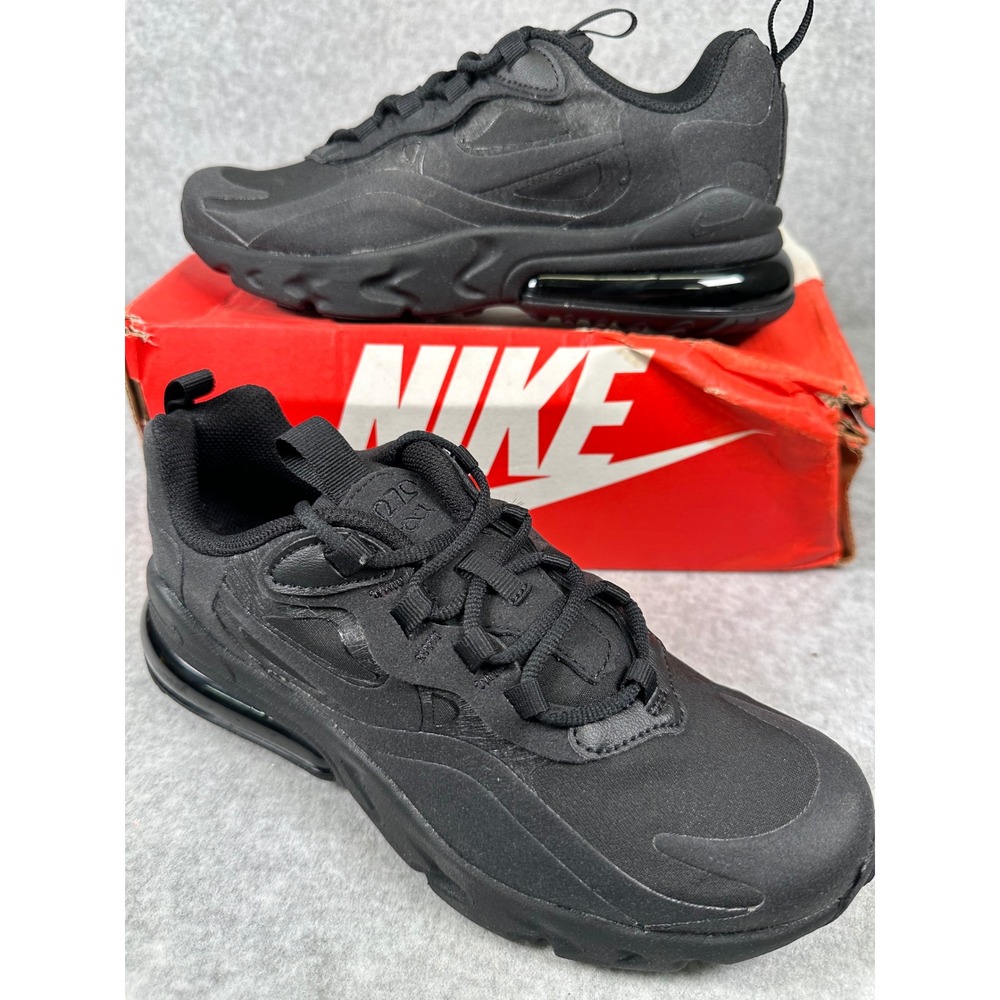 Nike Air Max 270 React (GS) Triple Black Sneakers Youth Size 4Y Shoes BQ0103-004